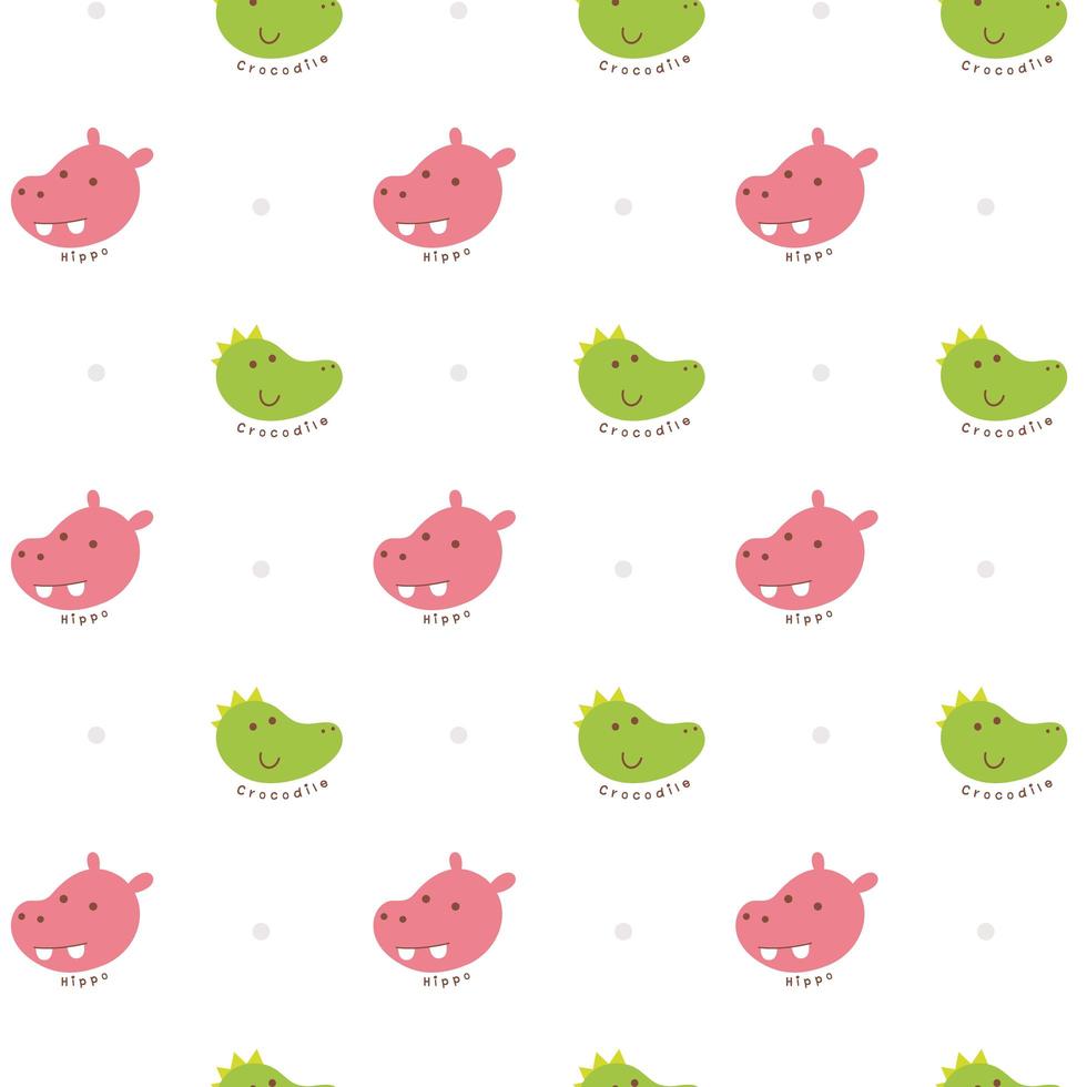 Crocodile and hippo seamless pattern vector