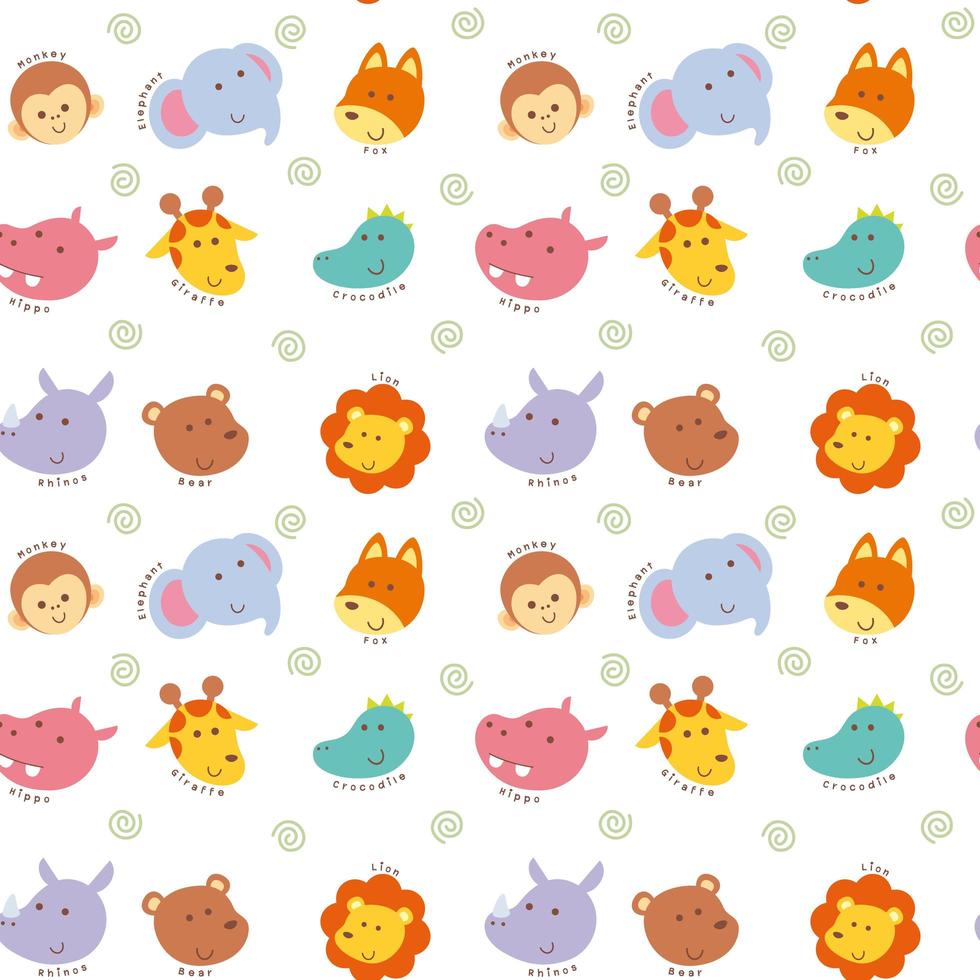 Wild animal face seamless pattern vector