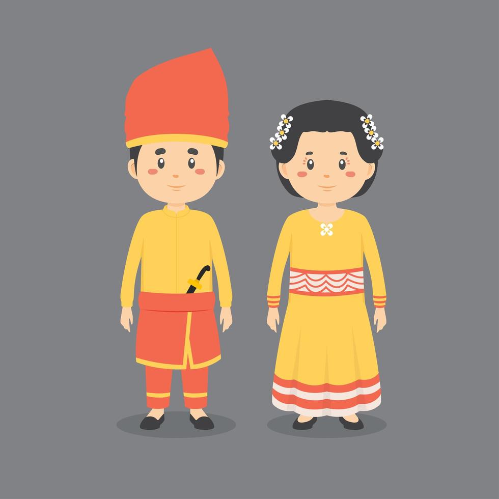 personaje con vestimenta tradicional sulawesi sureste vector