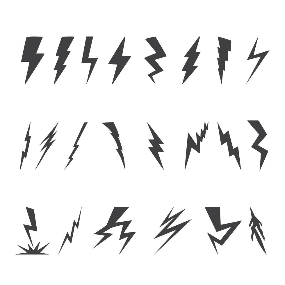 Lightning Icons with Various Shapes vector