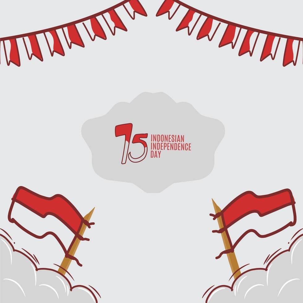 Indonesian Independence Day Hand drawn Design vector