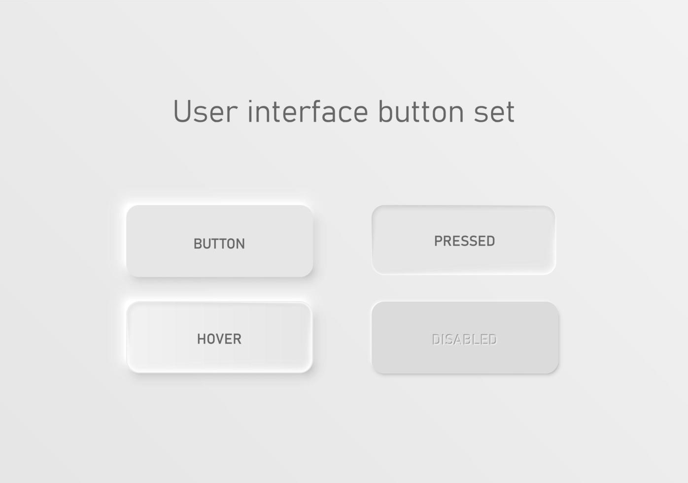Very high detailed white user interface button set vector