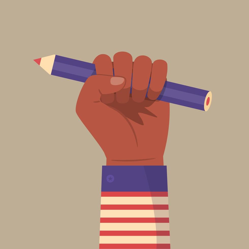 Raised Black Fist Holding a Pencil vector