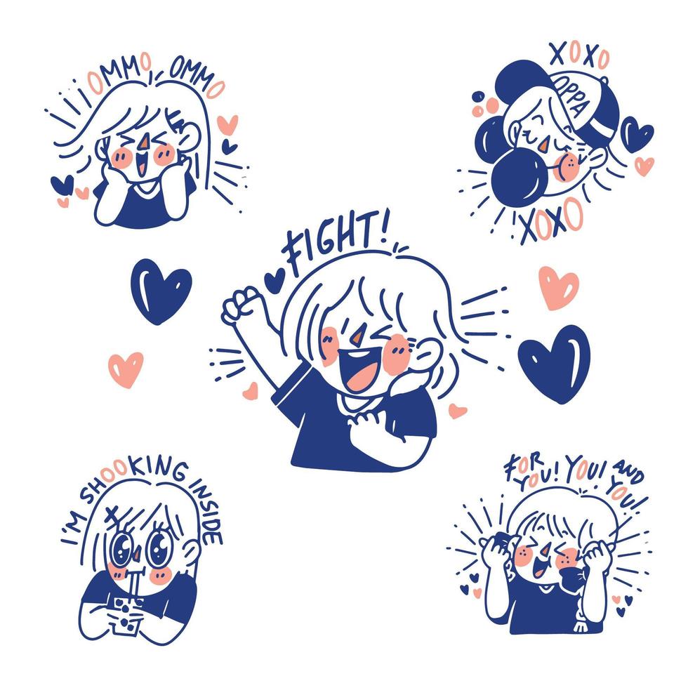 Fangirl Sticker Set vector