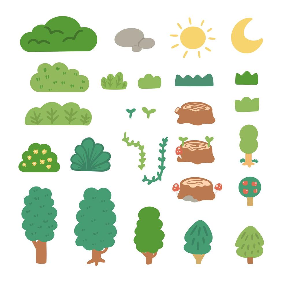 simple colección de activos de naturaleza plana vector