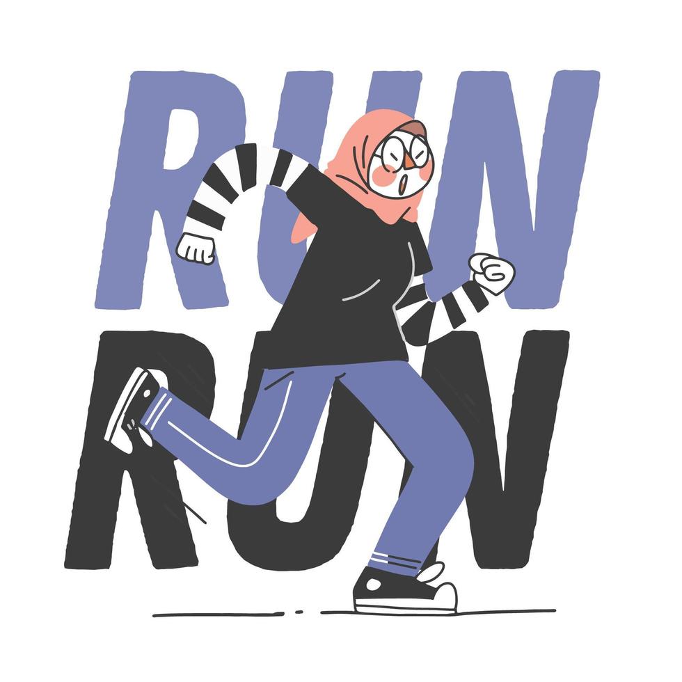 Muslim Teen Jogging  vector