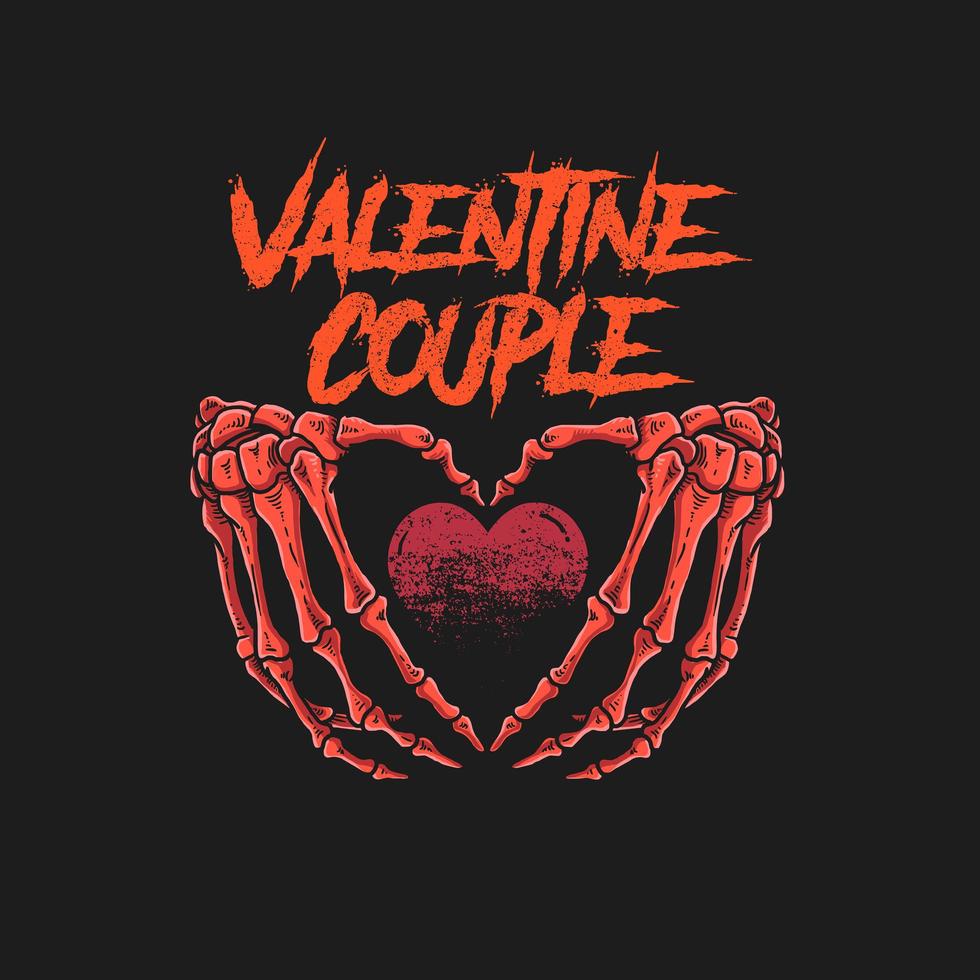 Valentine design with skeleton hands holding heart vector