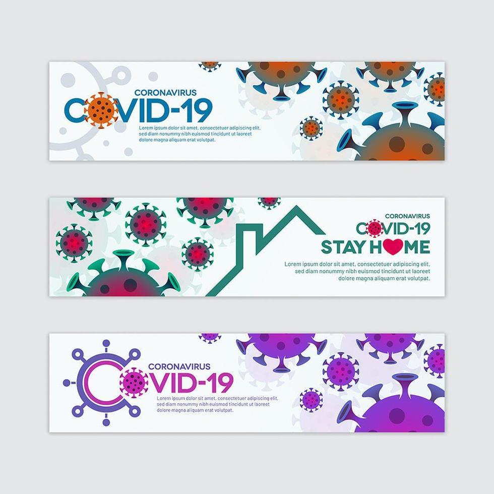 Coronavirus Covid-19 Banner Set vector