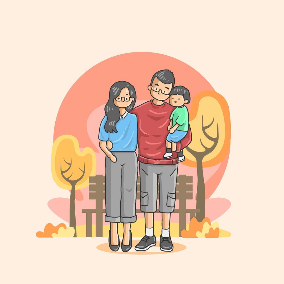 Harmonious family enjoying a vacation vector