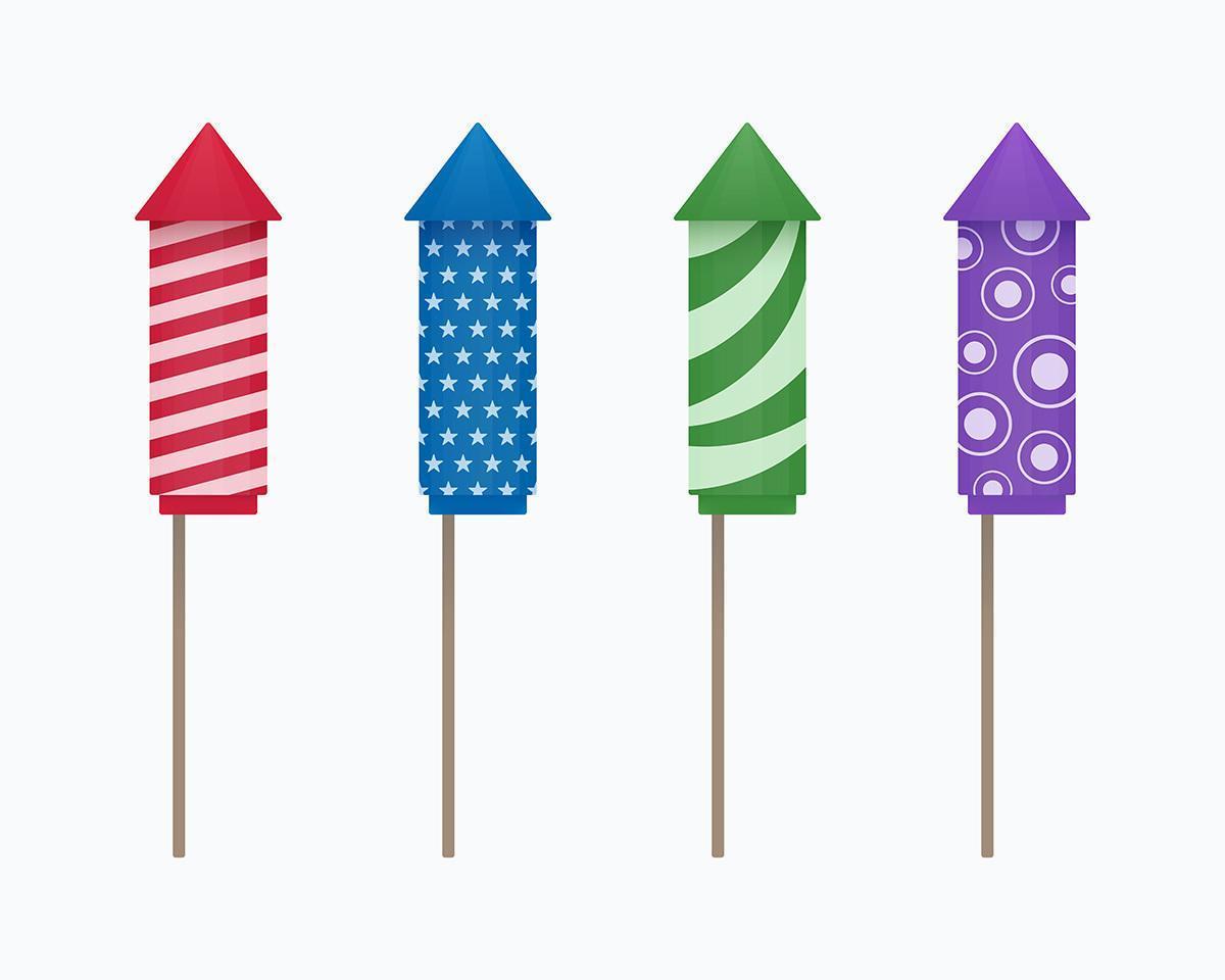 Firework Rockets Icon Set vector