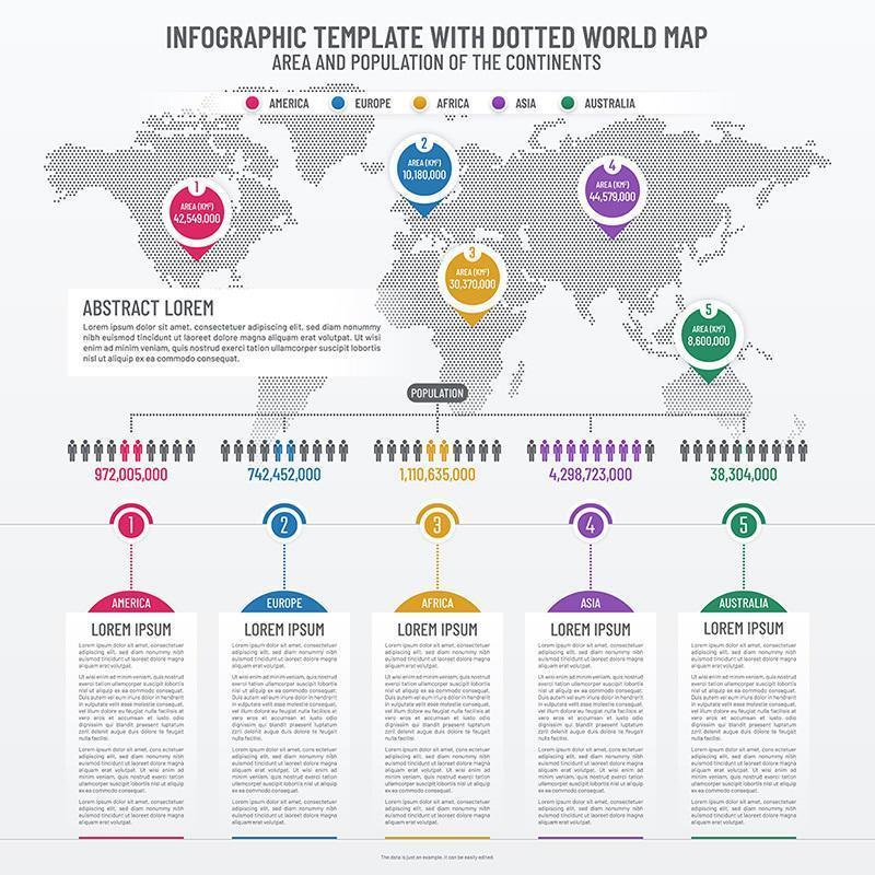 plantilla de infografía mapamundi punteado vector