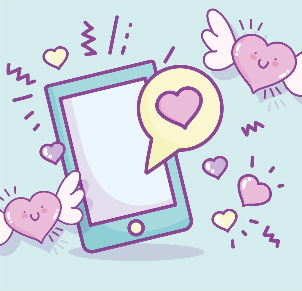 Valentine's Day smartphone with hearts vector