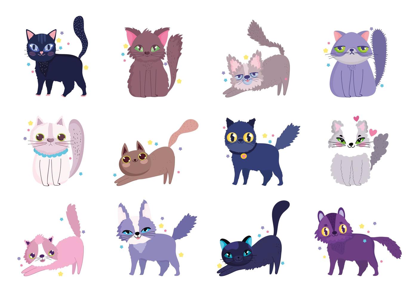 Assorted cute cats vector