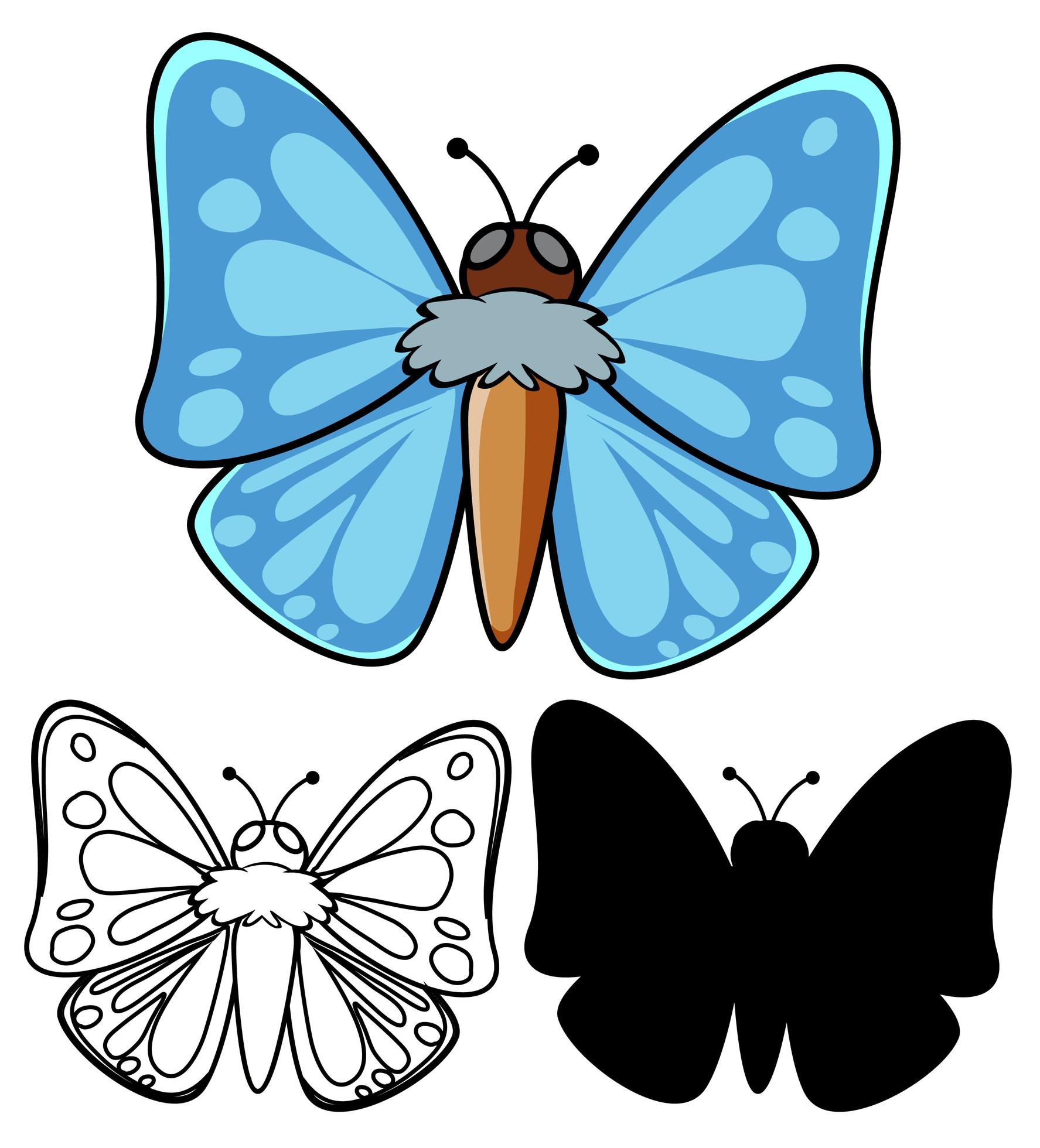 Conjunto De Dibujos Animados De Mariposas 1234900 Vector En Vecteezy