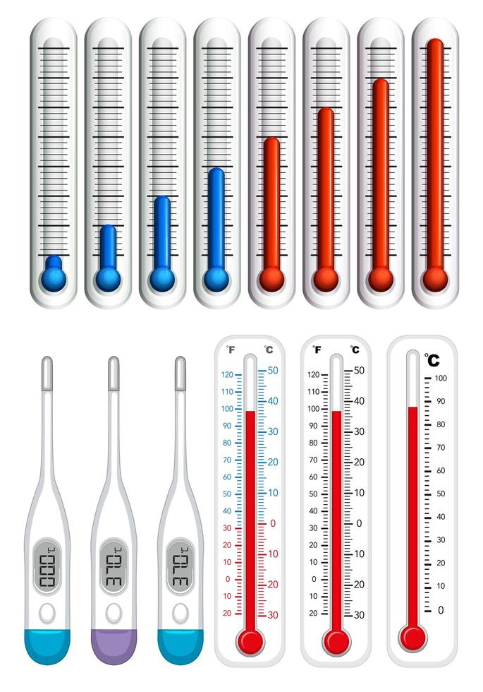 Thermometers on different scales vector