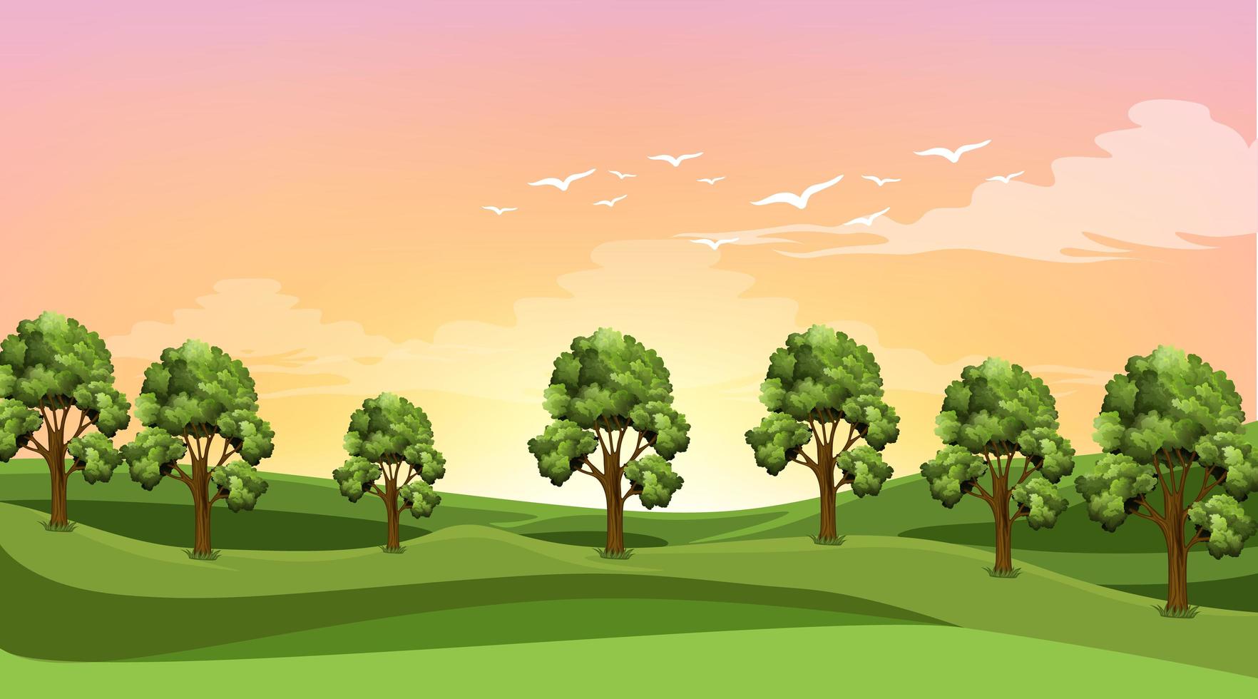 Scene with many trees in the field vector