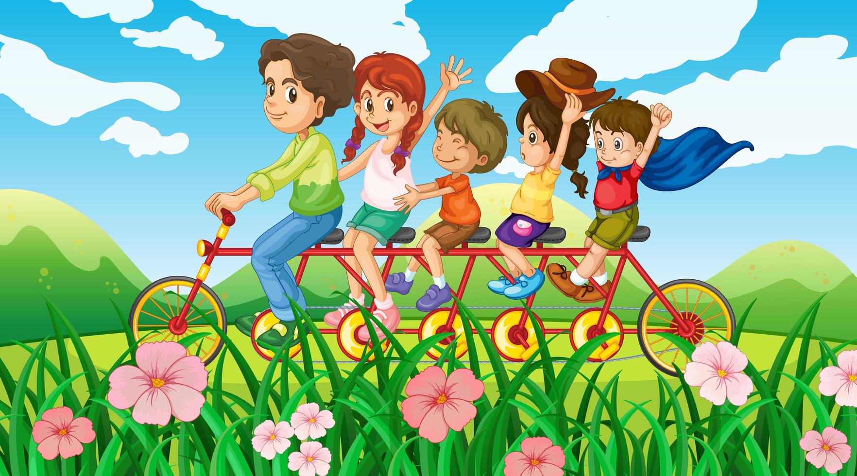 Happy group spending holiday in nature vector