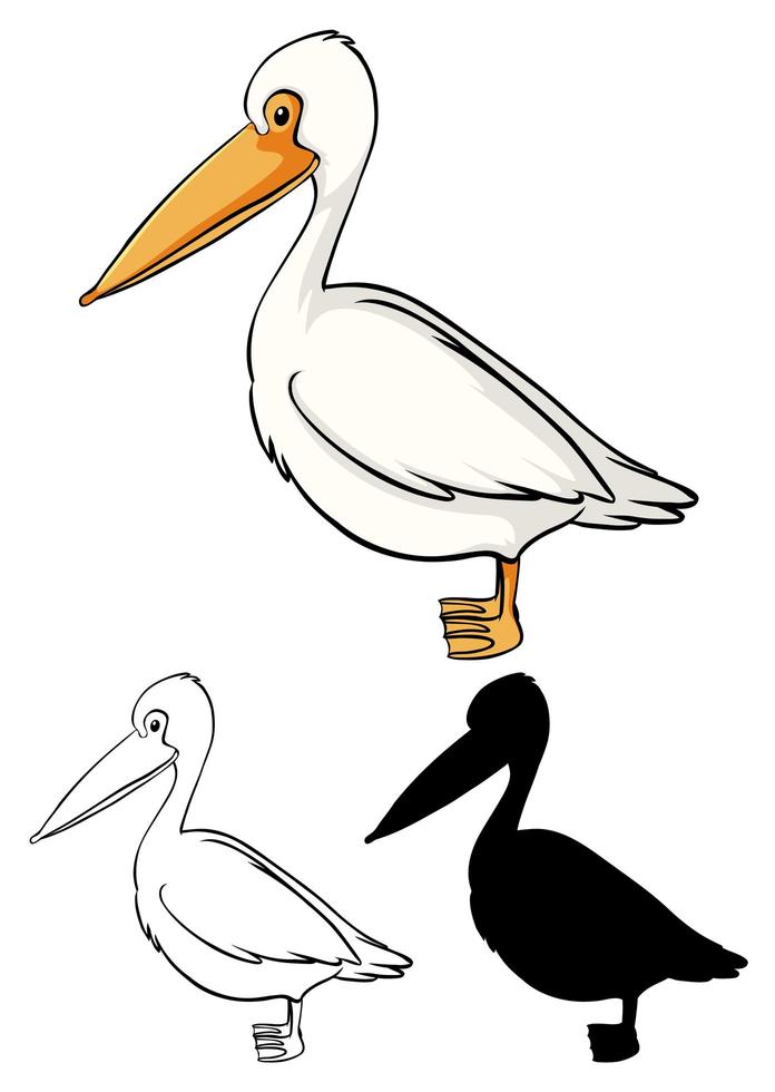 Set of pelican cartoon vector