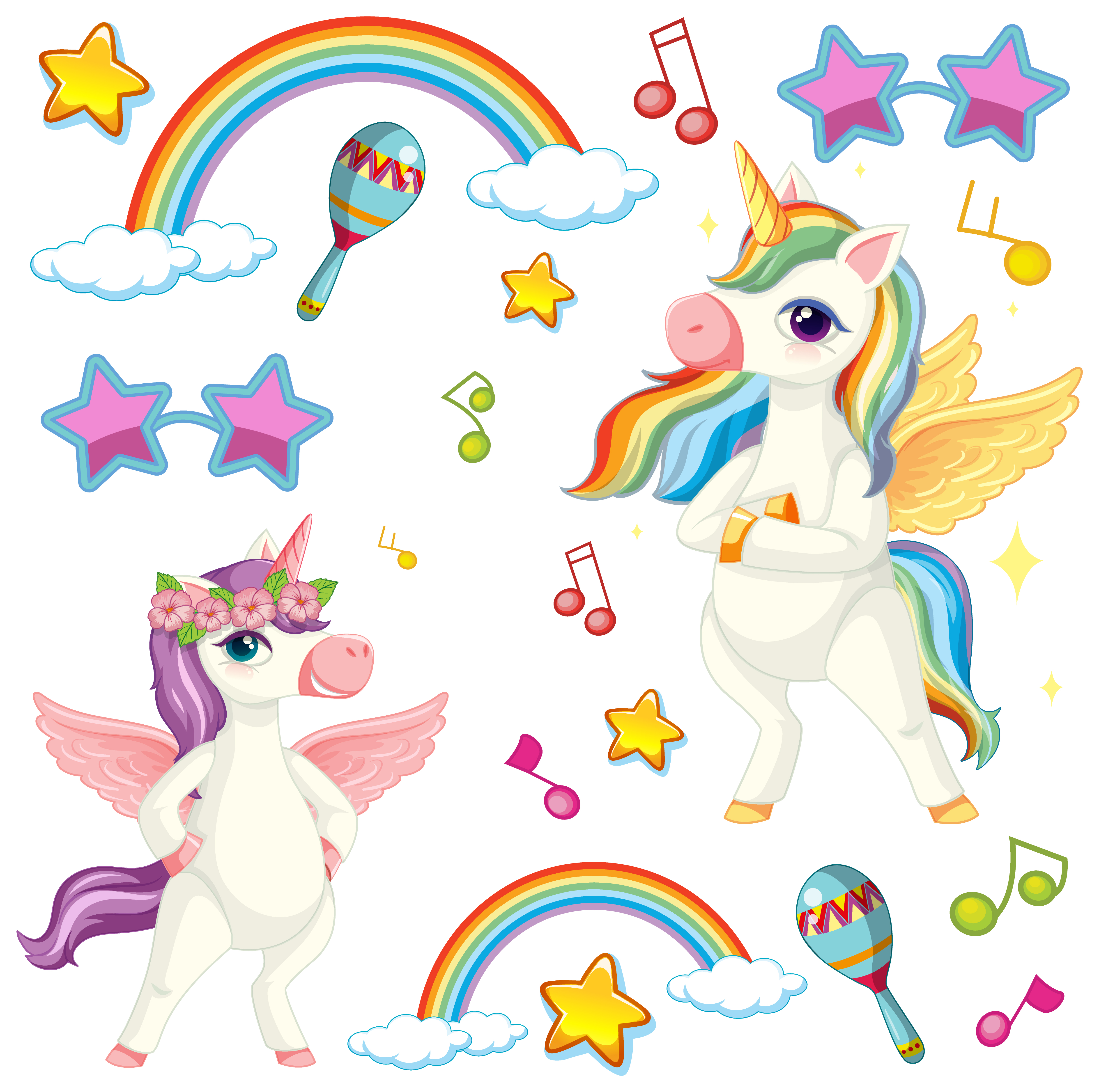  Cute  unicorns  with musical theme 1234925 Vector Art at 