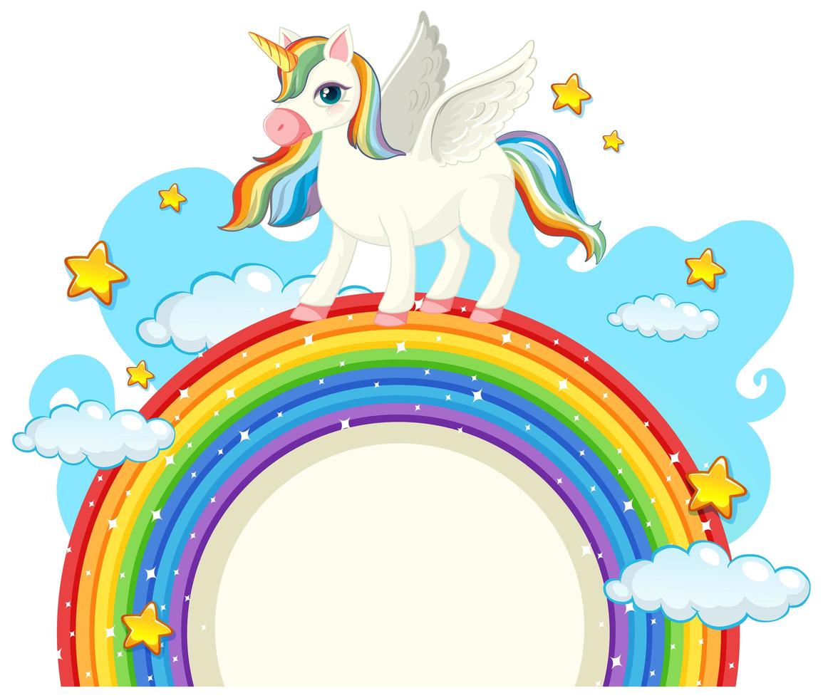 lindo unicornio con banner en blanco vector