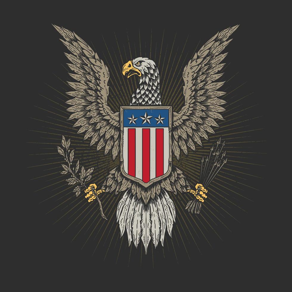 emblema veterano del águila americana vector