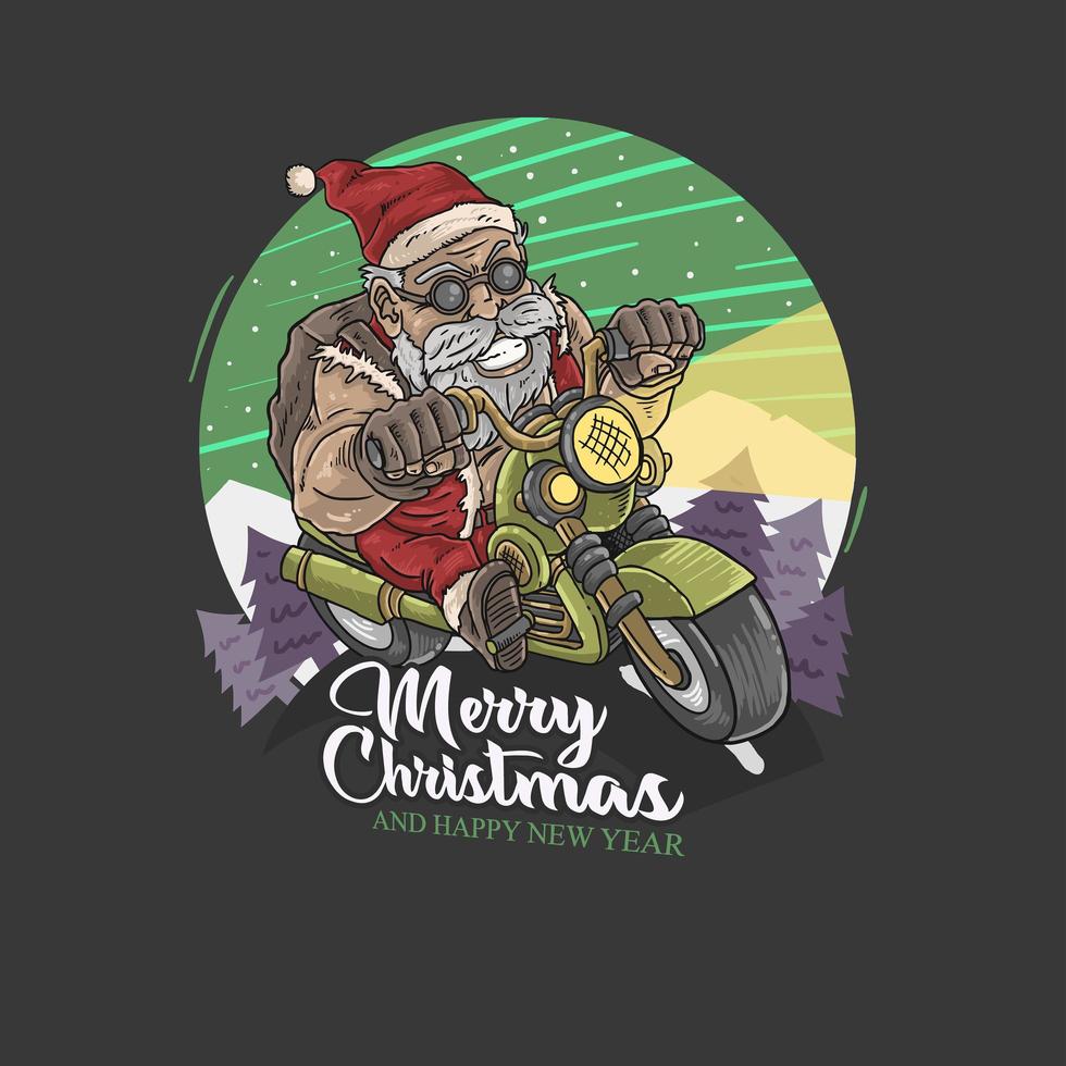 santa claus con moto vector