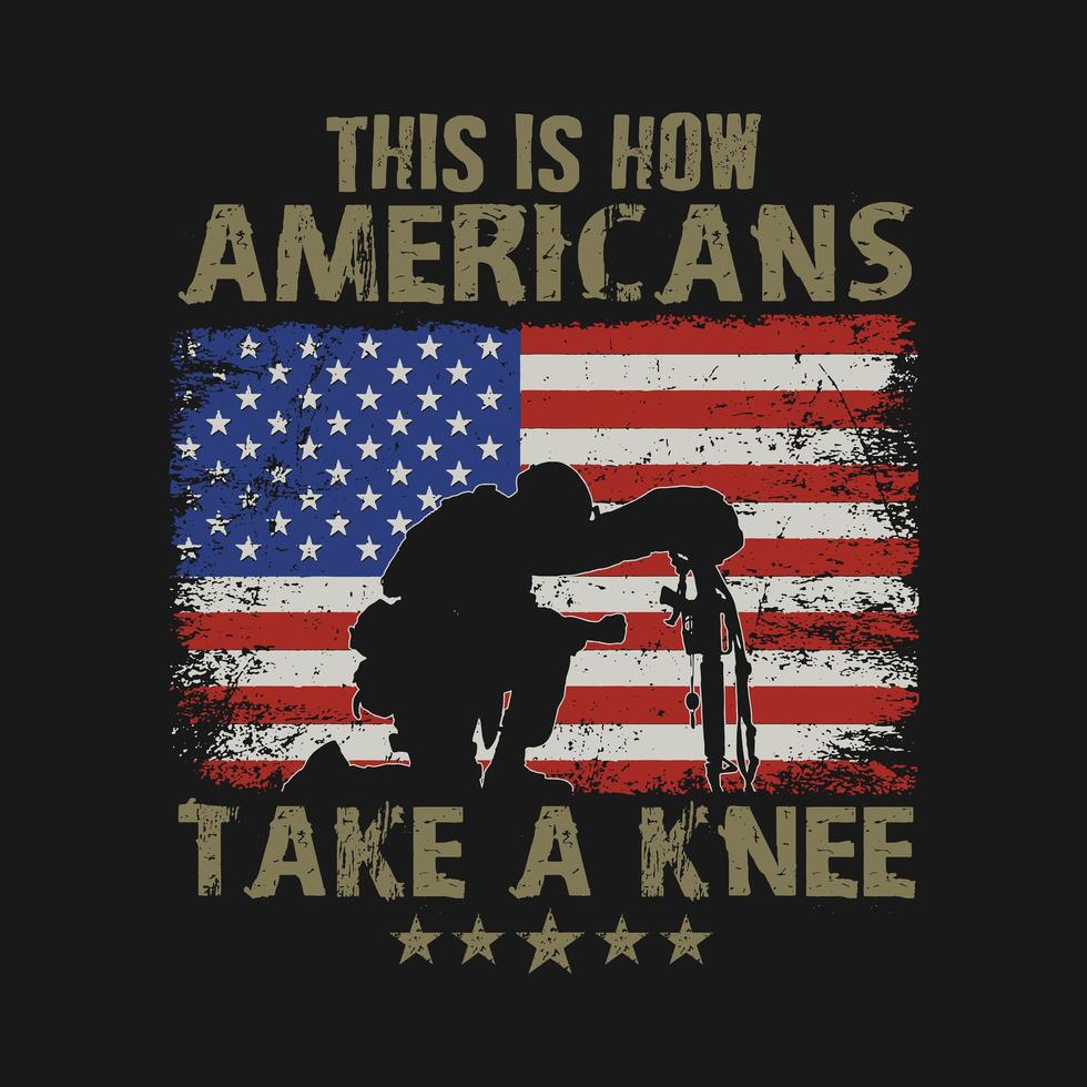 American veteran takes a knee for the fallen  vector