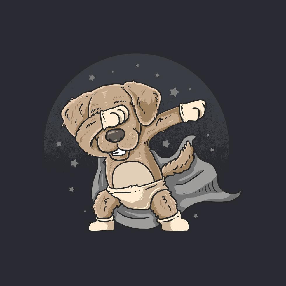 lindo perro baila con estrellas en el cielo vector