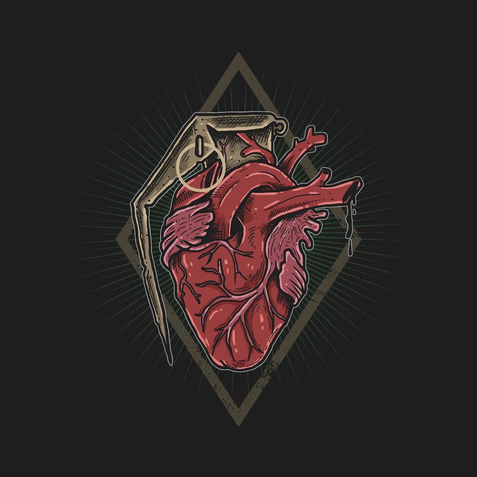 Heart love grenade design vector