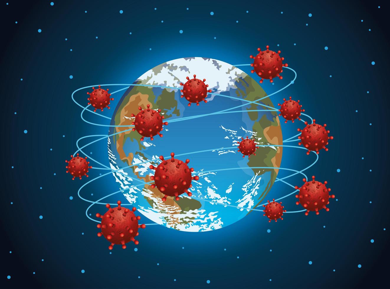 planeta tierra mundial con covid-19 vector