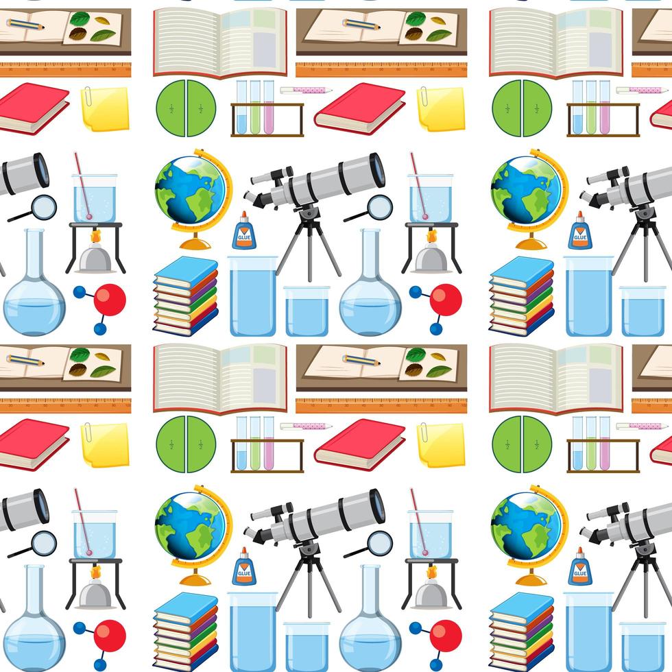 Seamless background design with school equipments vector