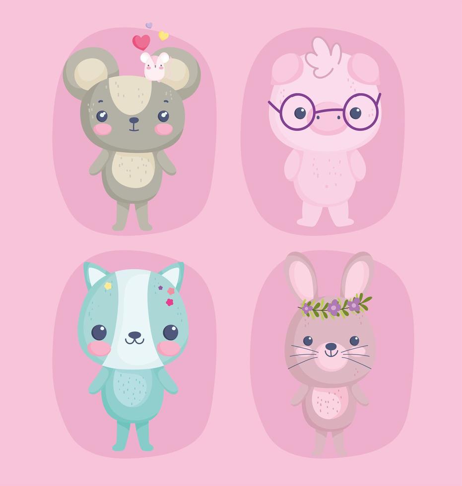 Assorted cute little animals  vector