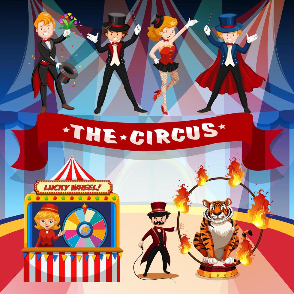 Joyful circus, fun fair, amusement park theme  vector