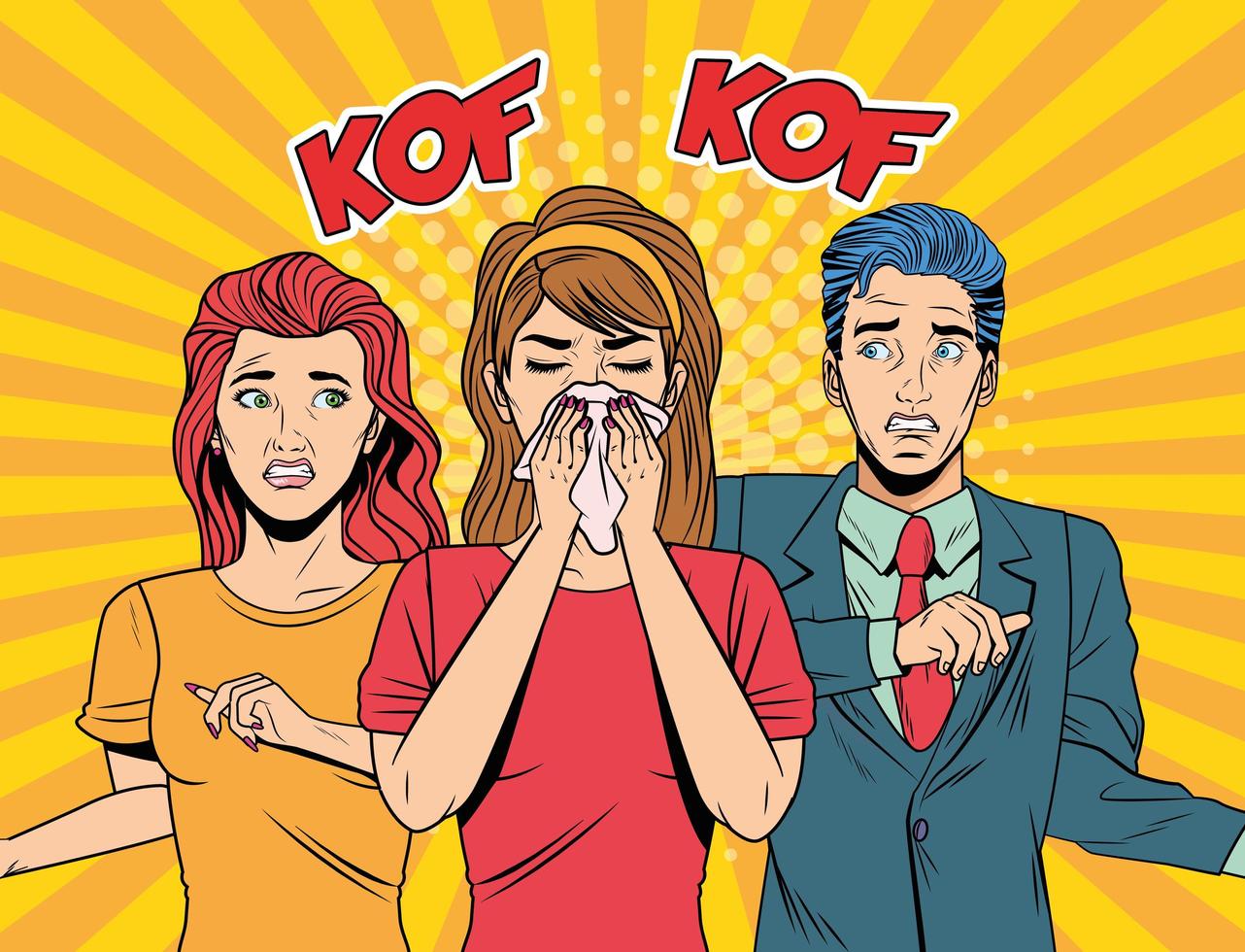 People Sick with COVID-19 Disease Characters vector