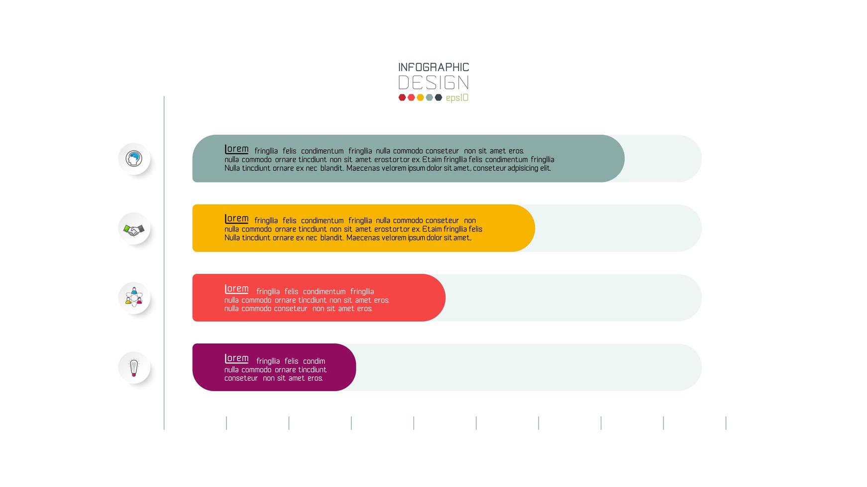 tabla de infografía de negocios horizontal colorido de 4 pasos vector