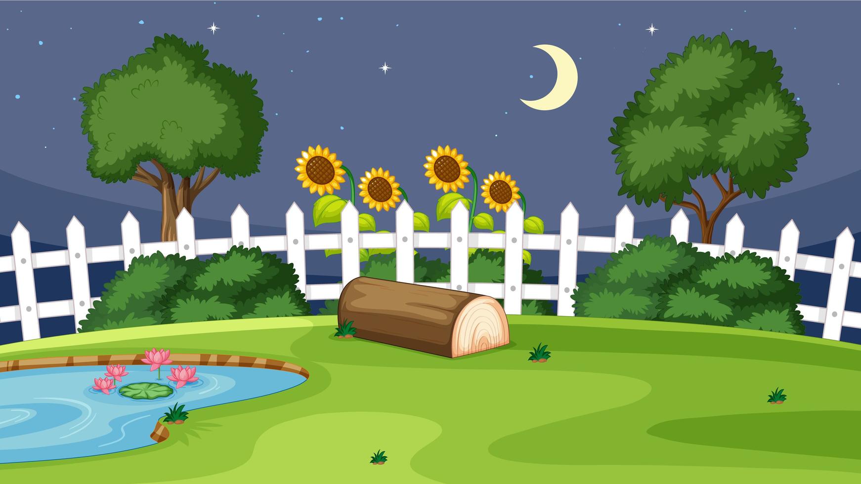 Garden scene at night vector