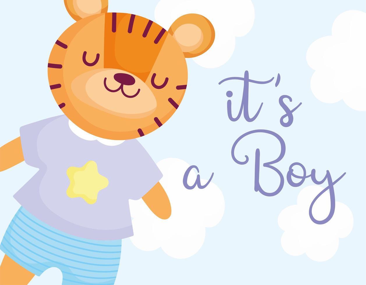 Cute newborn baby tiger boy vector