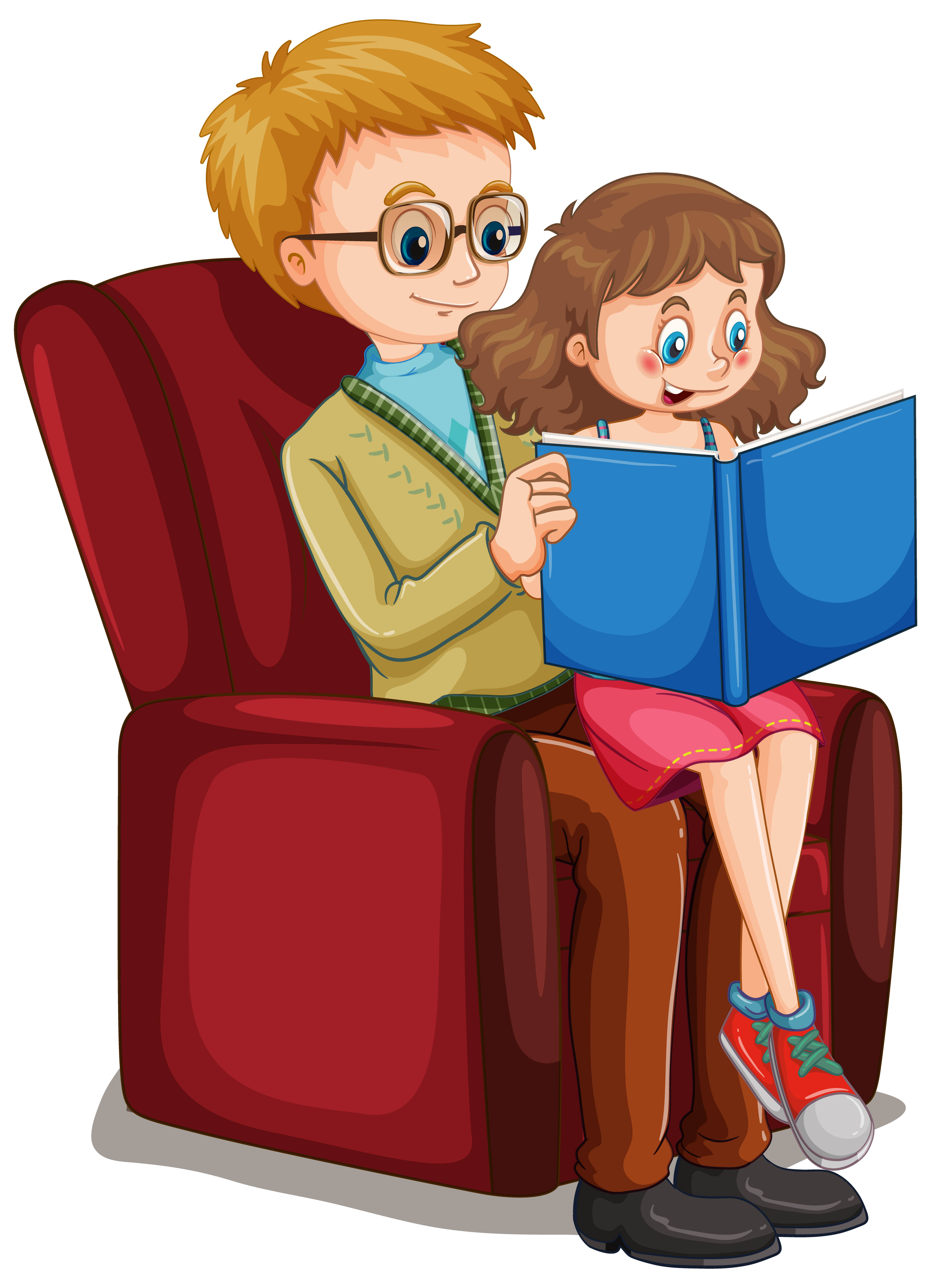 Father and daughter reading a book together 1235120 Vector Art at Vecteezy