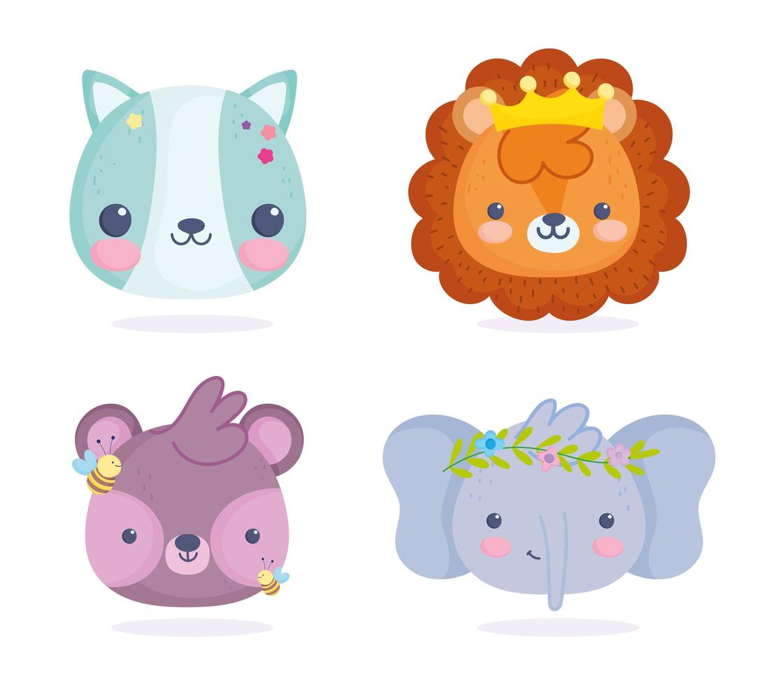 pequeño conjunto de cabezas de animales vector