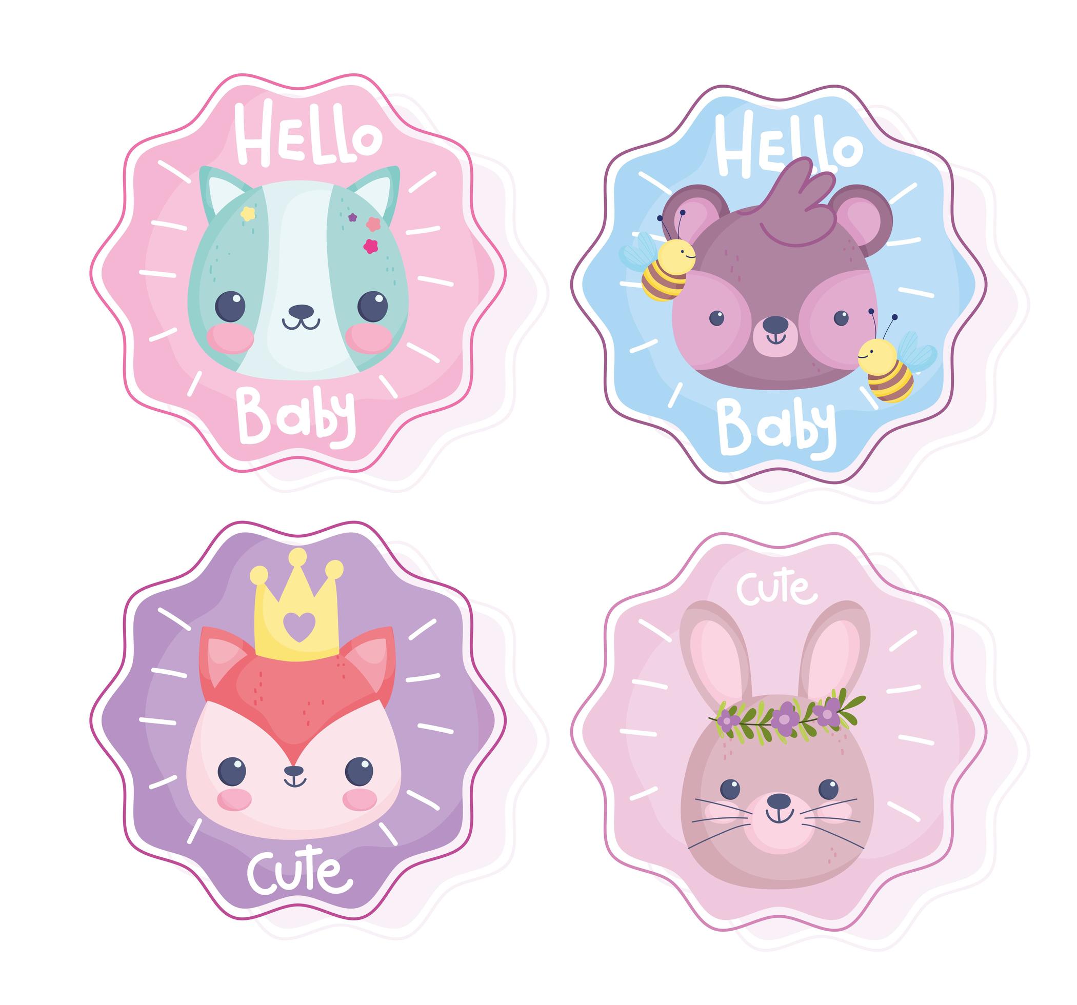 Set of cute Stickers with baby animals 1235132 Vector Art at Vecteezy