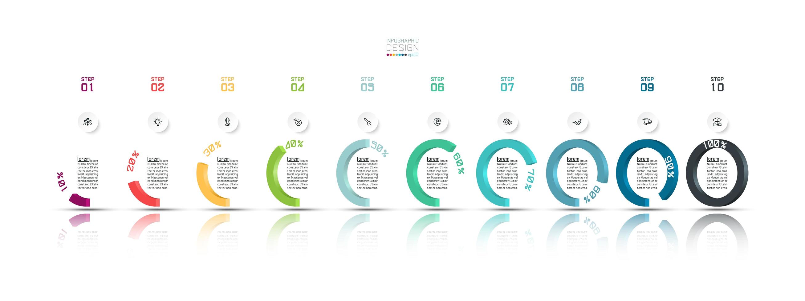 10 step semi-circle modern business infographic  vector