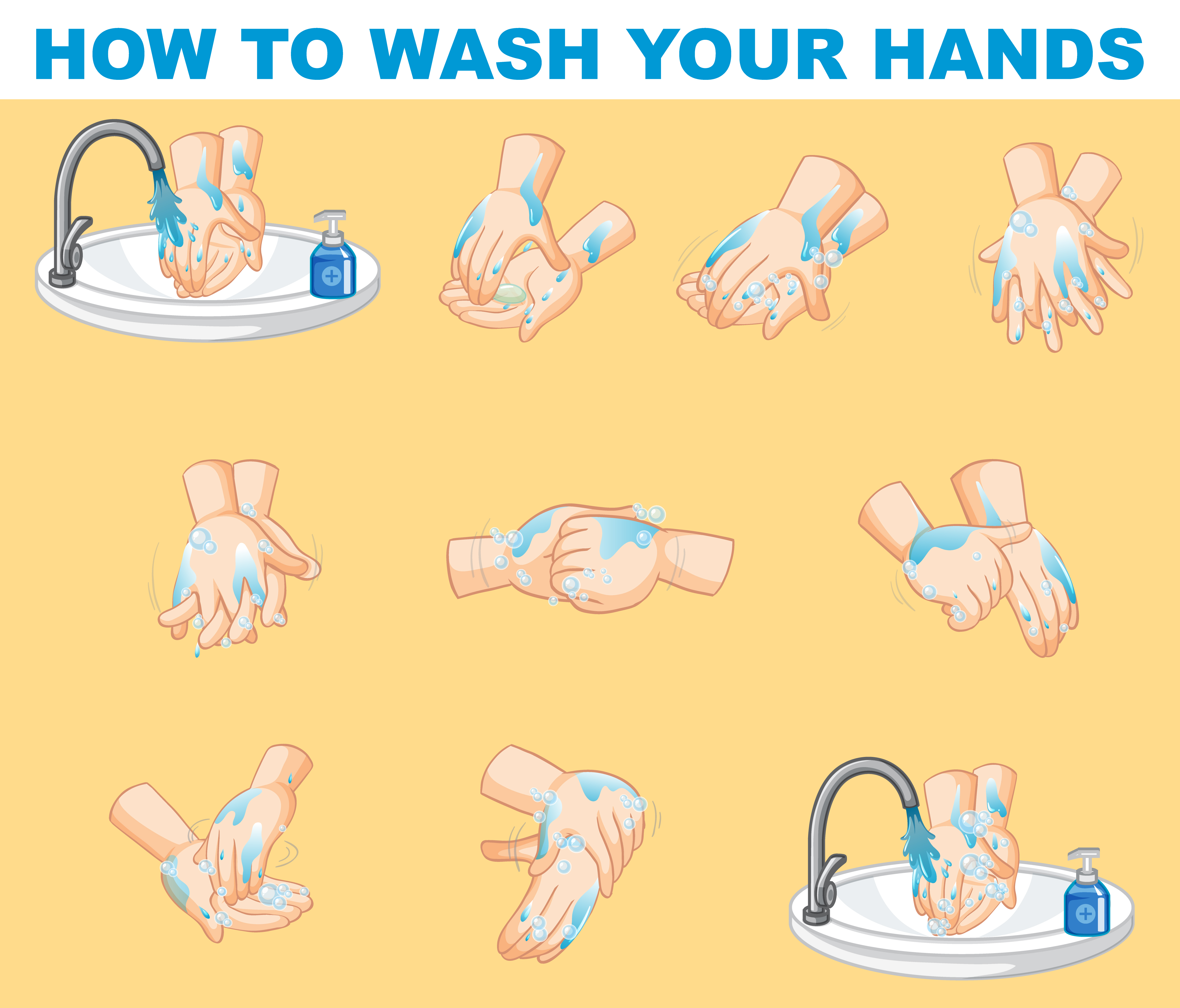 Stepbystep poster explaining how to wash hands 1235161 Vector Art at