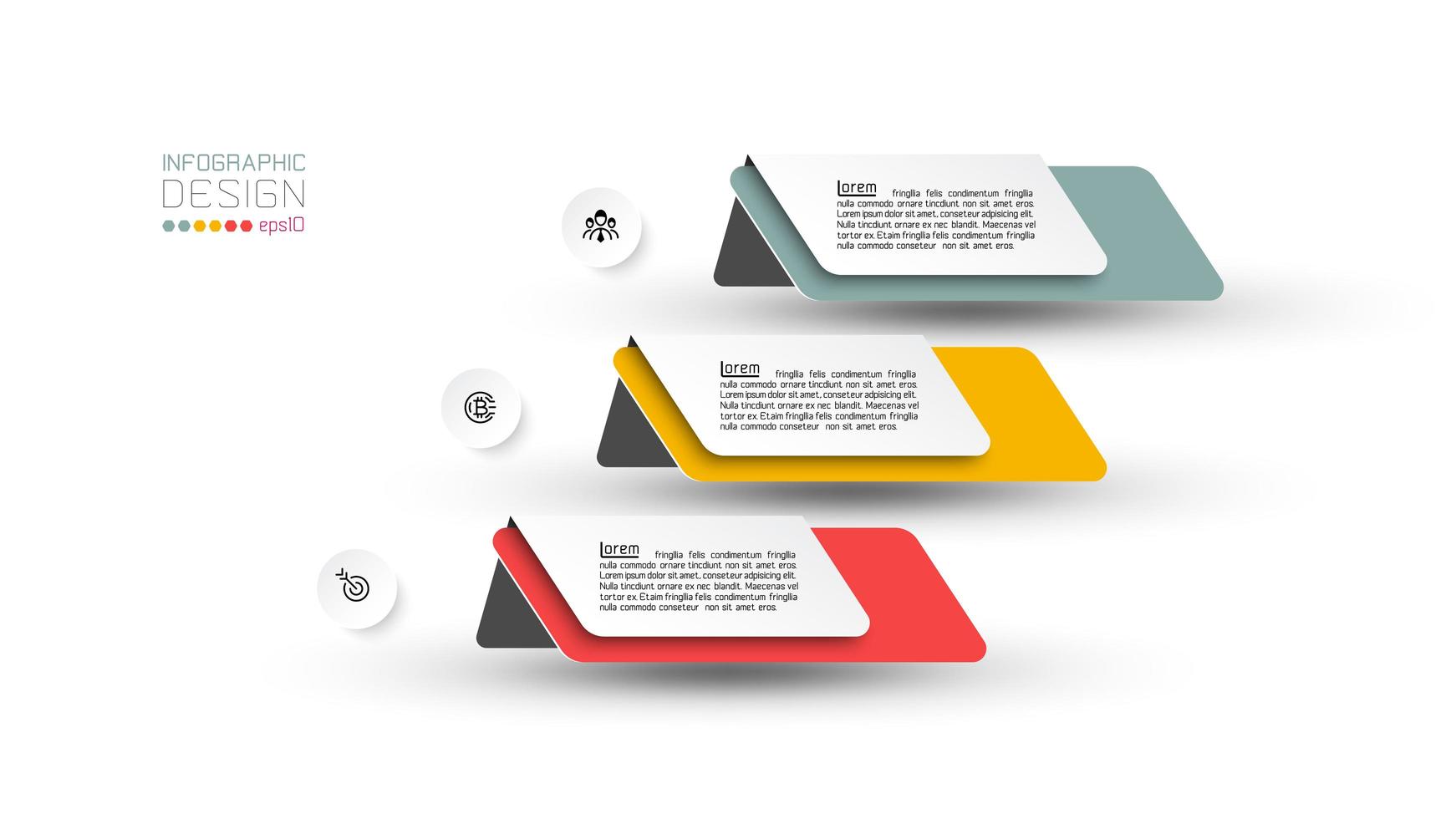 Business infographic folded tab 3 step design  vector