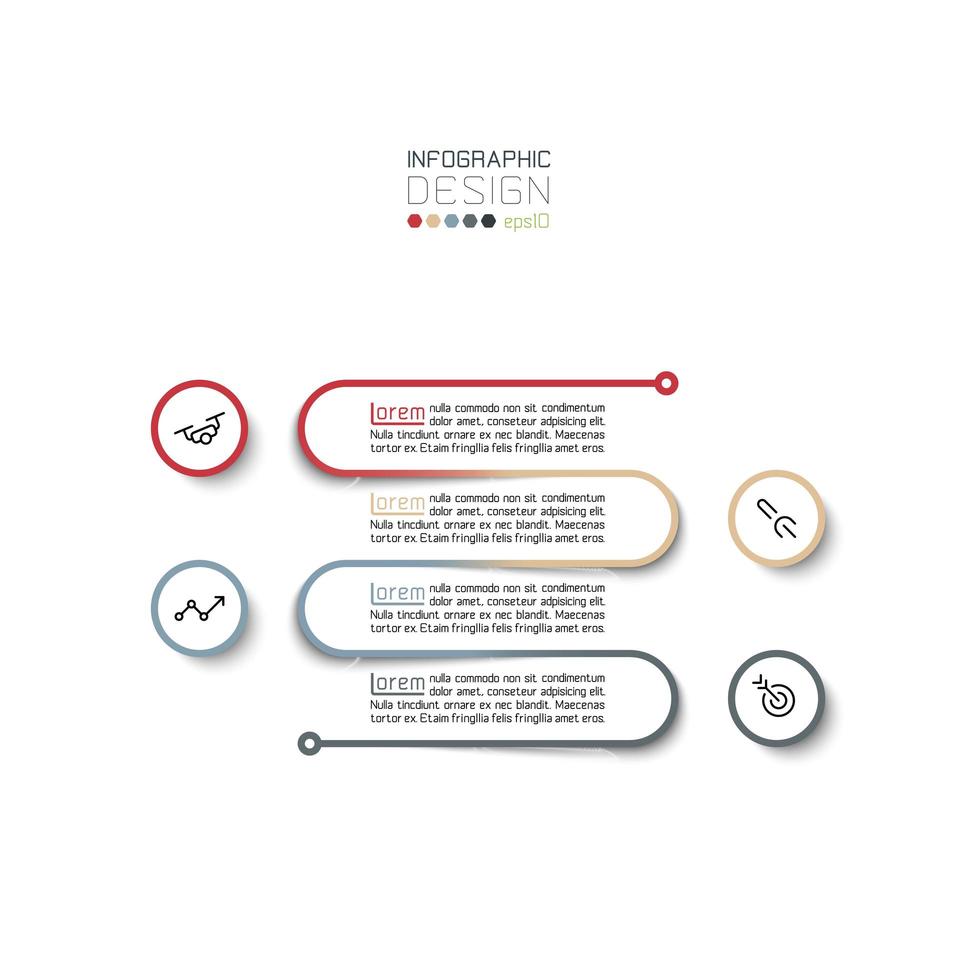 4 step modern curved business timeline infographic  vector