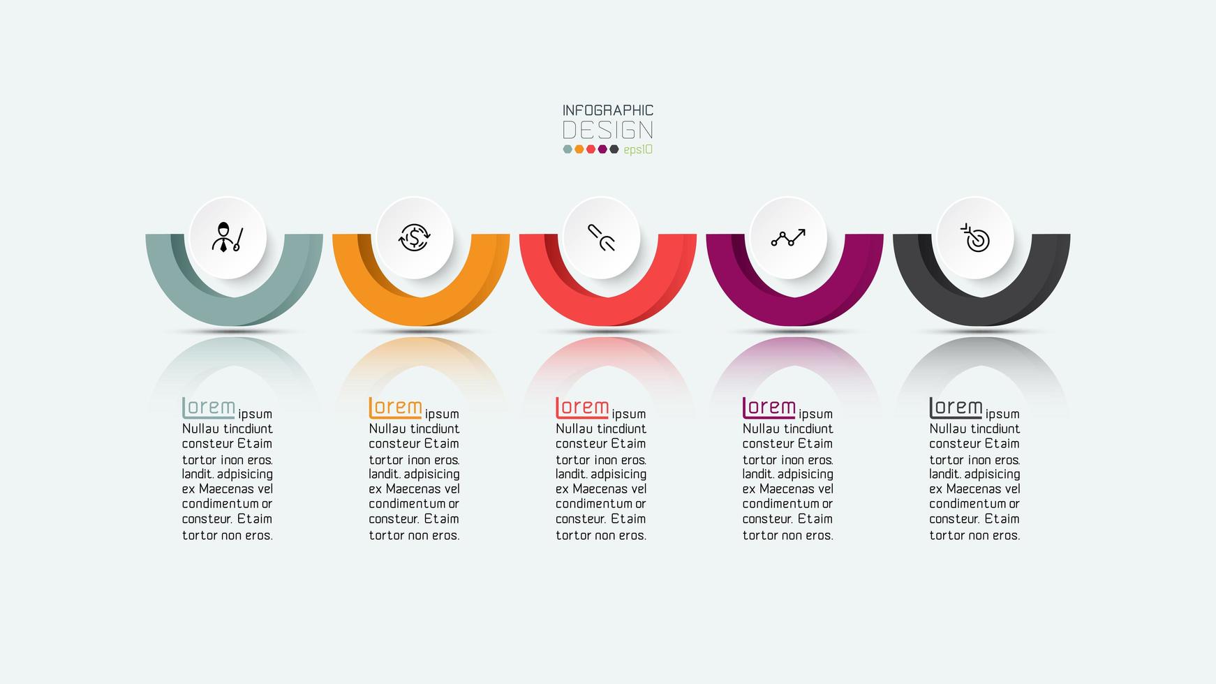 Semi circle steps business infographic design vector