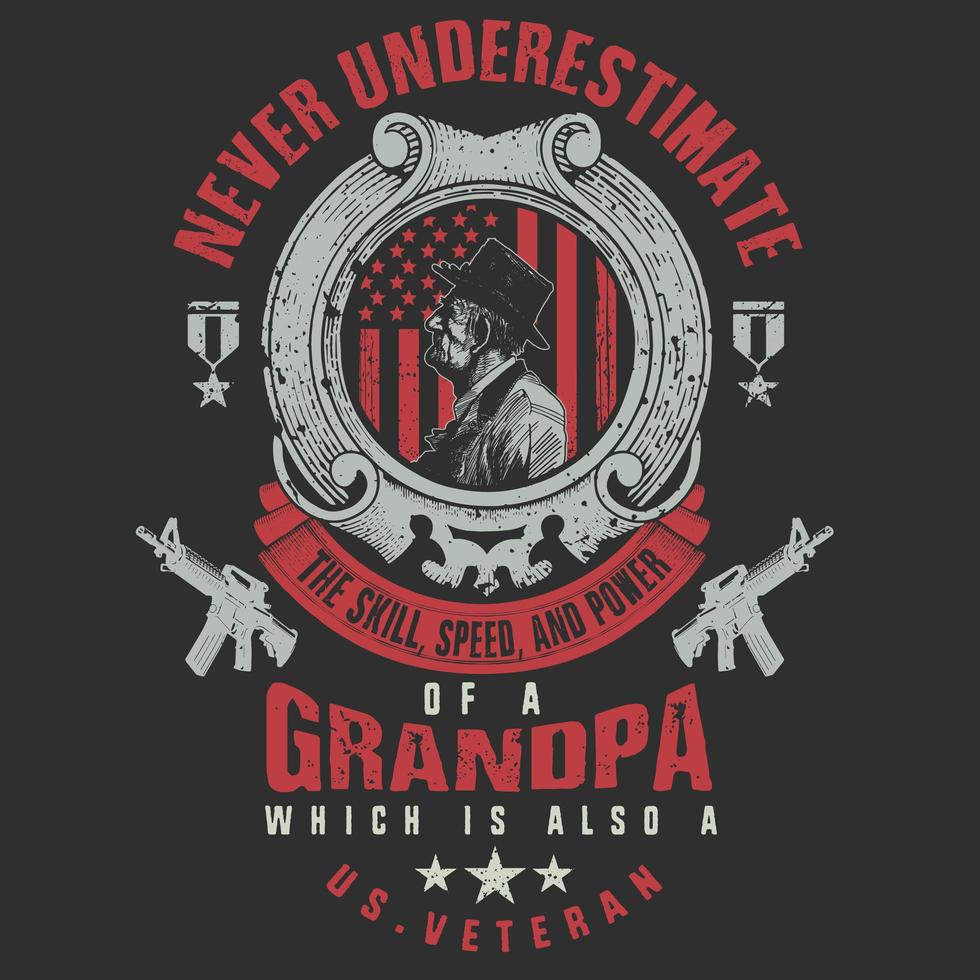 Veteran grandpa quote and emblem vector