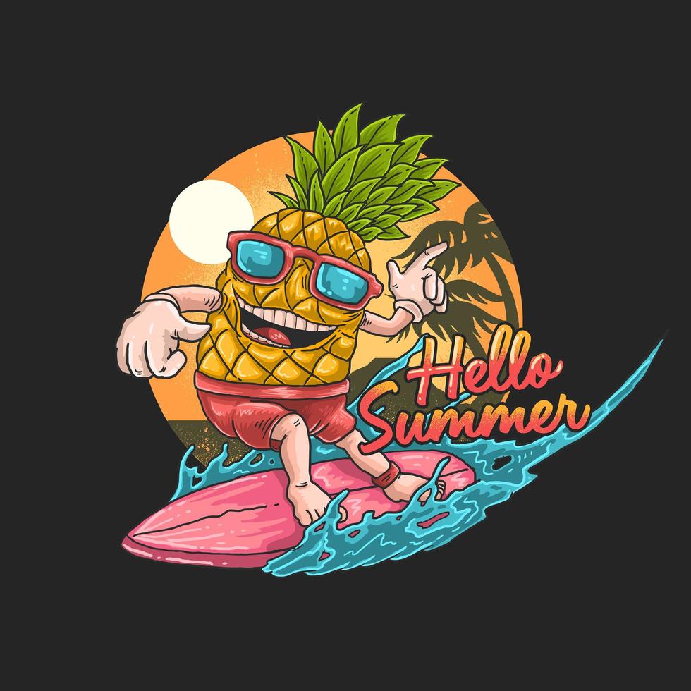 Tropical pineapple surfing 1235204 Vector Art at Vecteezy