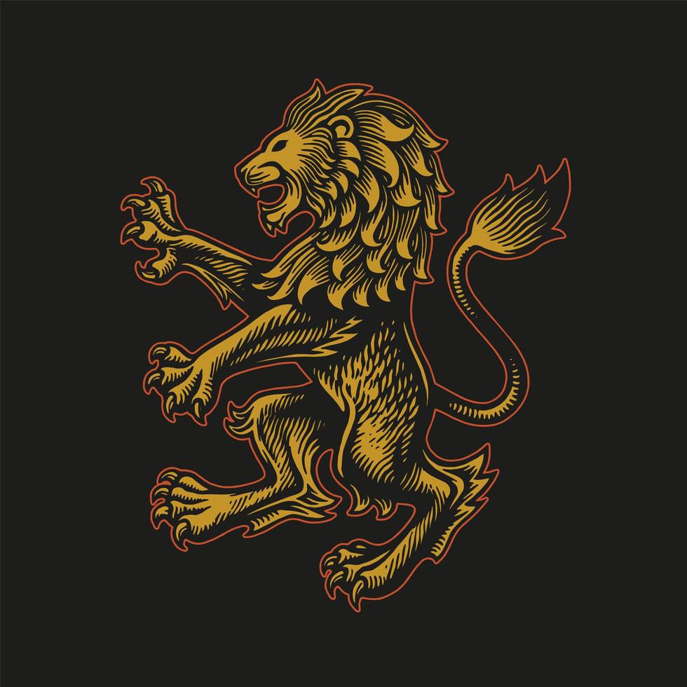 Gold lion emblem vector