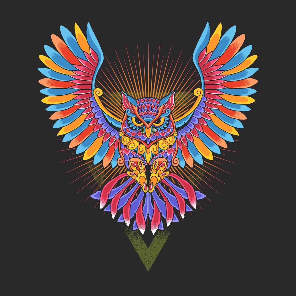 Colorful ornamental owl vector