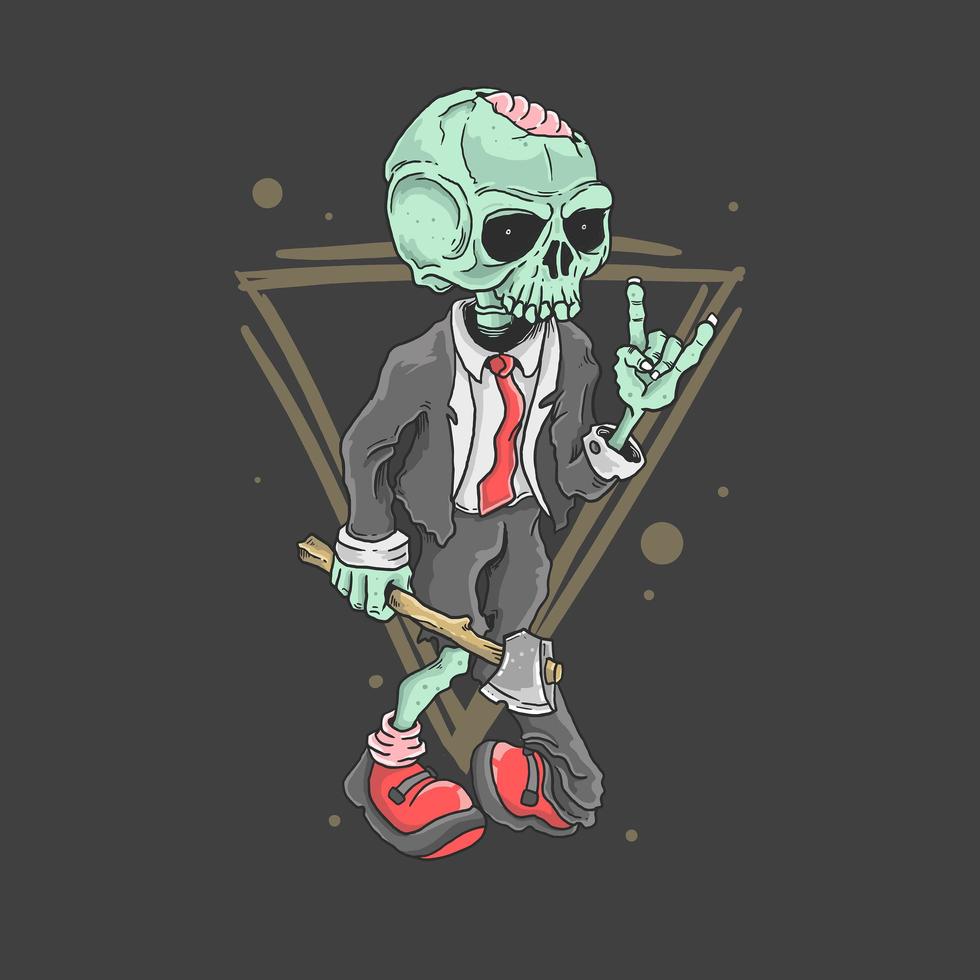 Cute zombie rocker vector